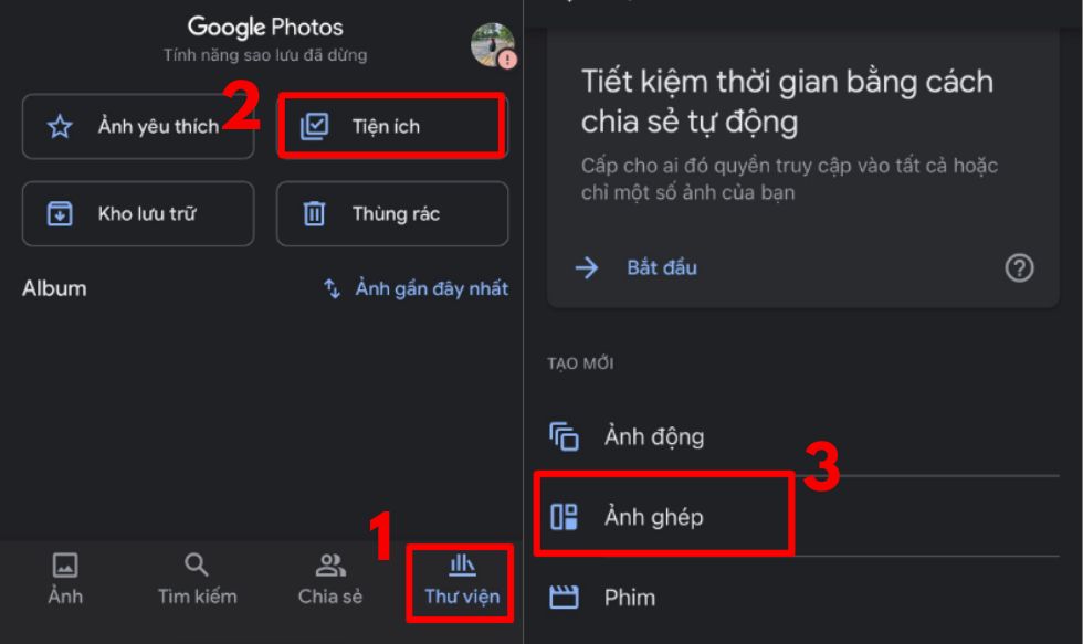 ghép ảnh bằng google photo