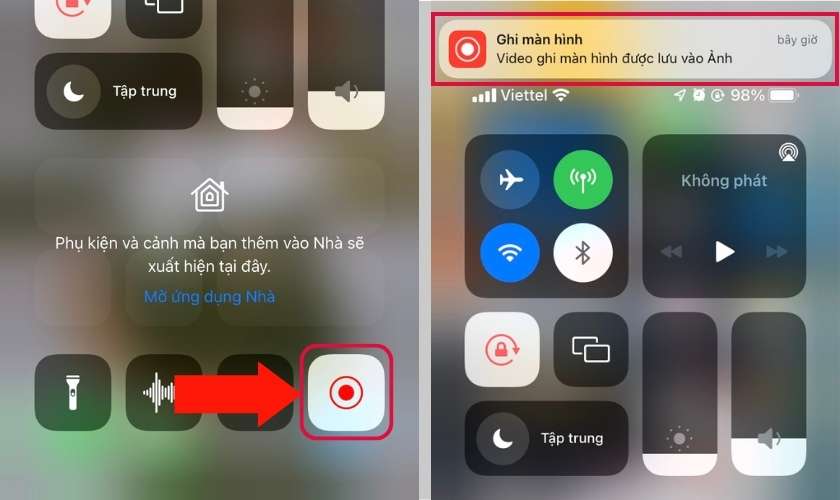 Nhấn nút Ghi màn hình để quay video màn hình iPhone
