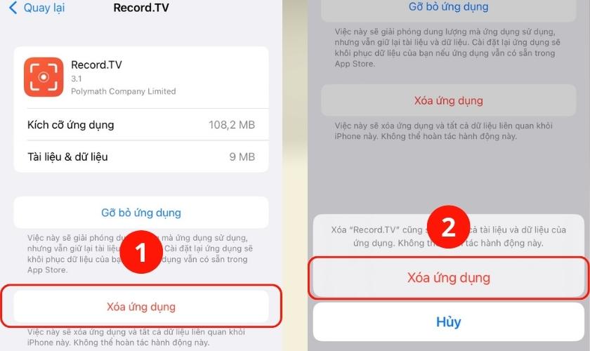 xóa ứng dụng trên iphone