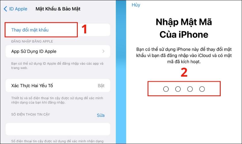 đổi mật khẩu iCloud trên iPhone