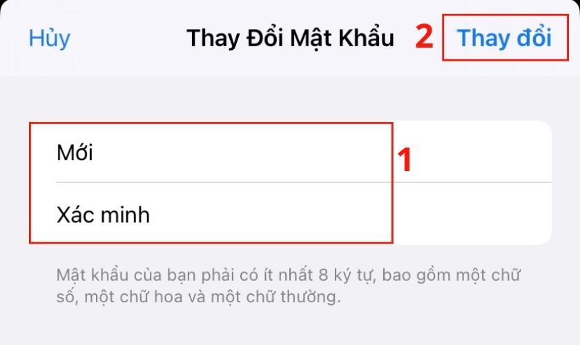 đổi mật khẩu iCloud trên iPhone