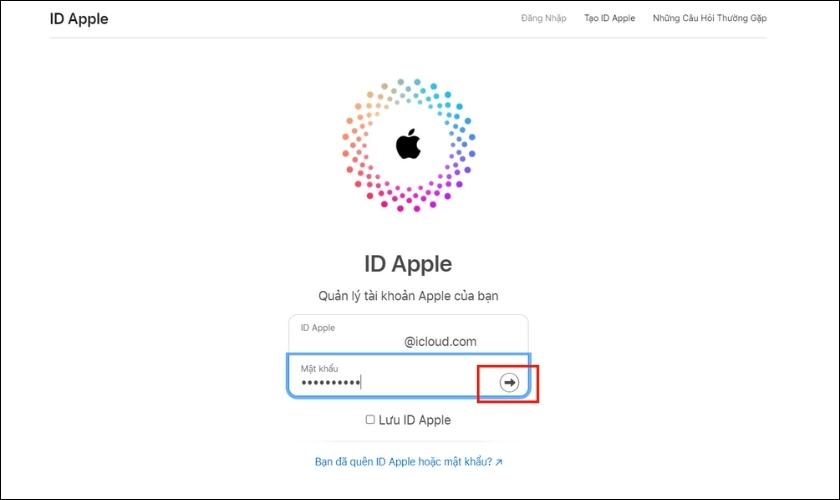 Thay đổi mật khẩu iCloud