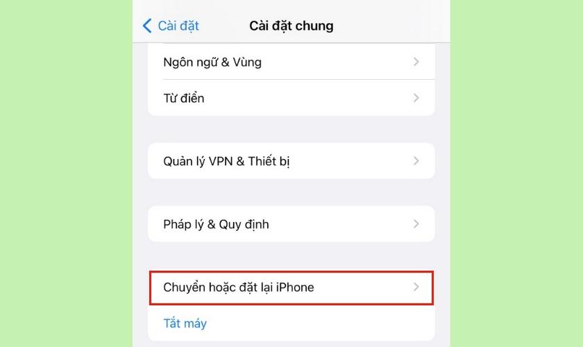 đặt lại iphone