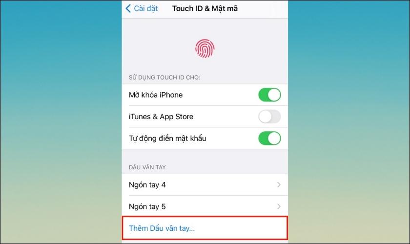 cách cài touch id