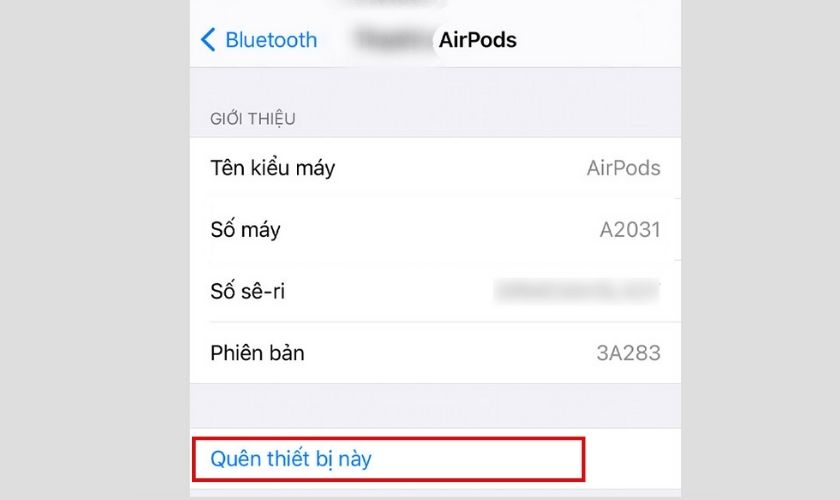 gỡ bỏ kết nối airpods