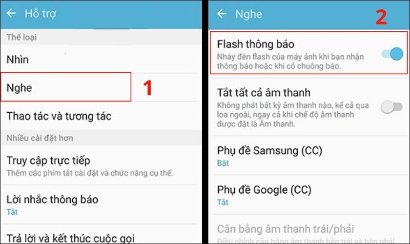 cách bật đèn flash khi có thông báo, cuộc gọi đến trên android