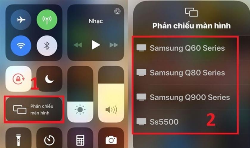 chọn phản chiếu màn hình