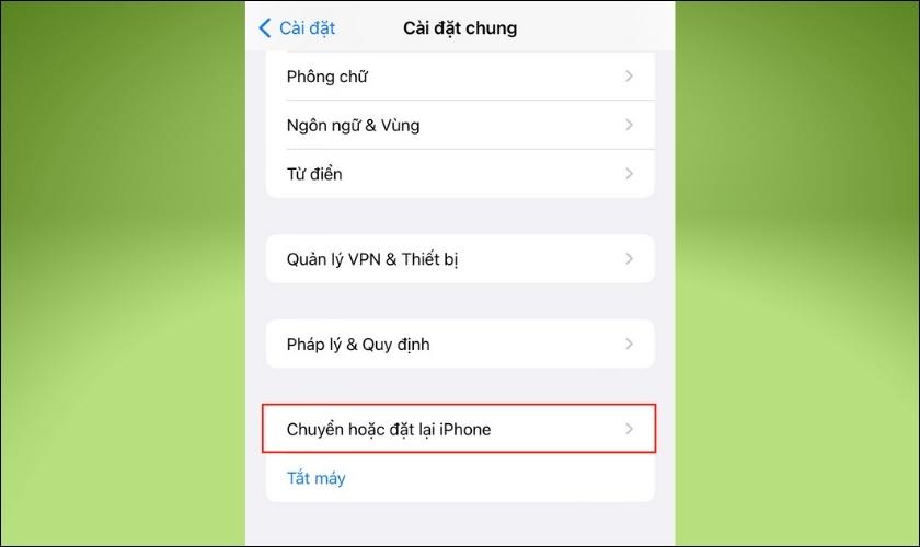 cài đặt lại iphone