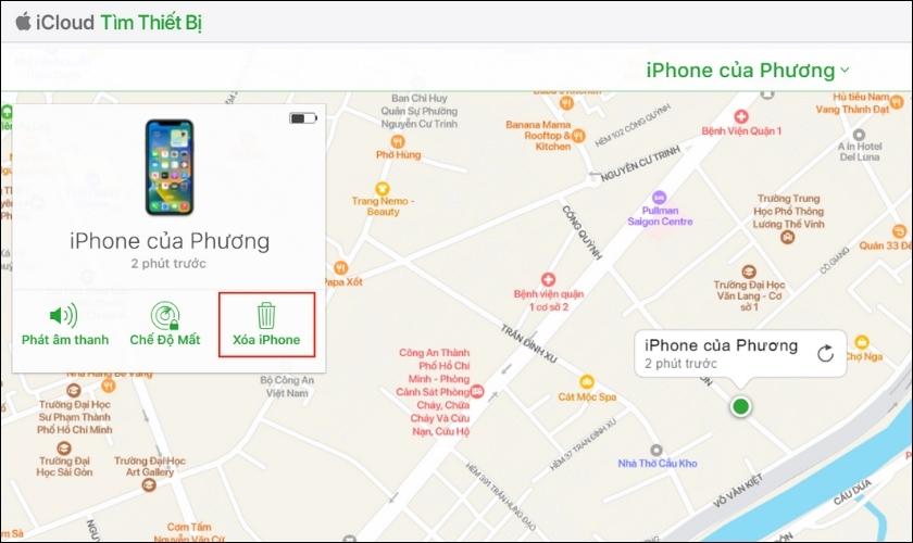 thực hiện xóa iPhone để mở khóa