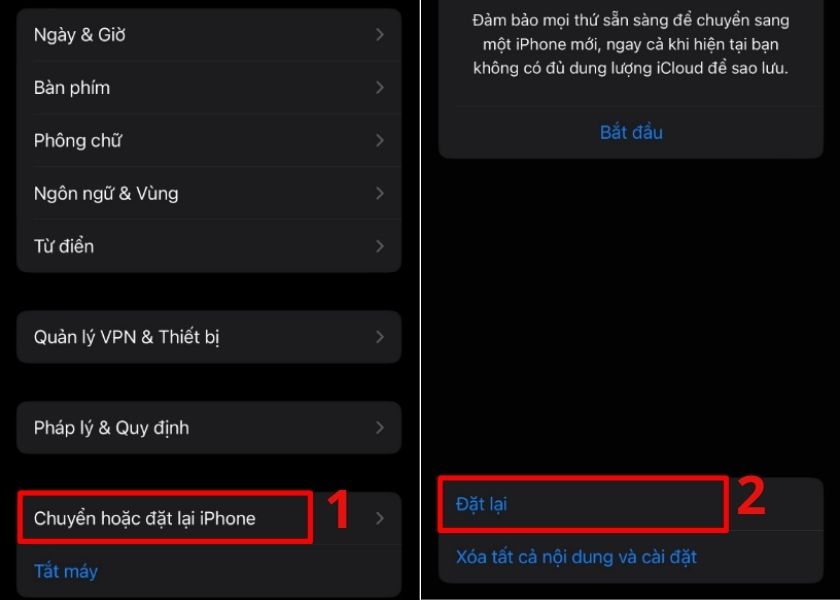 cài đặt lại iphone