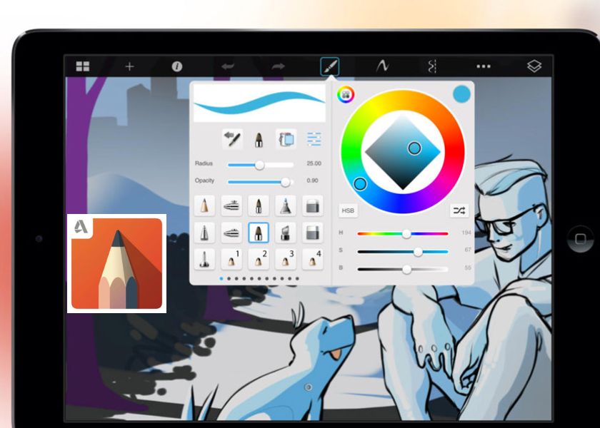 sử dụng app sketchbook để vẽ trên ipad