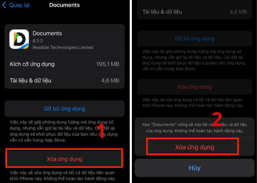 xóa ứng dụng trên iphone