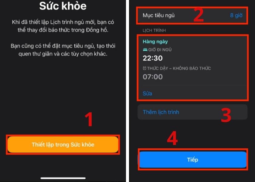 đặt mục tiêu ngủ và lịch trình hằng ngày