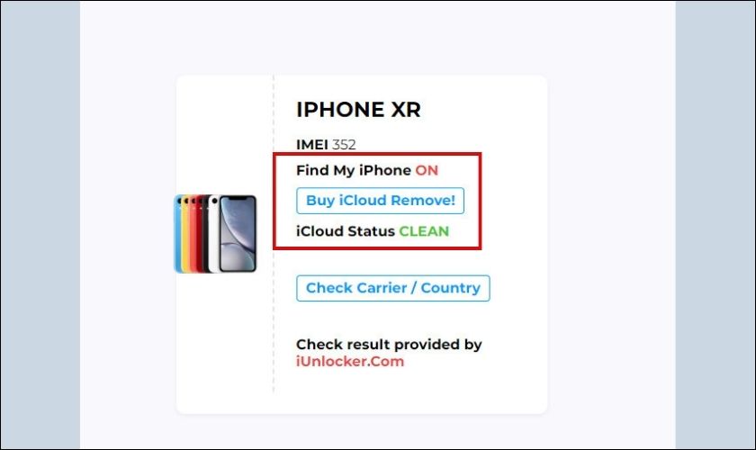 kiểm tra icloud ẩn bằng iunlocker