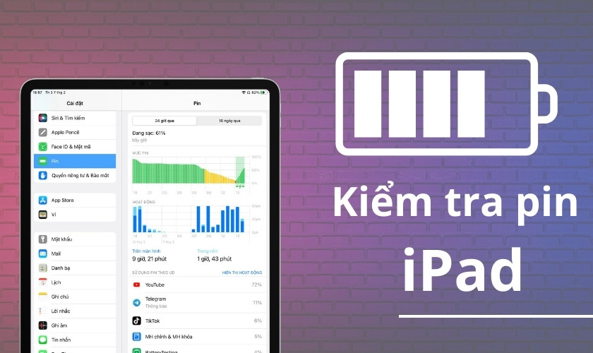 kiểm tra pin ipad