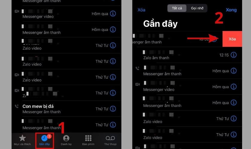 cách xóa lịch sử gọi messenger