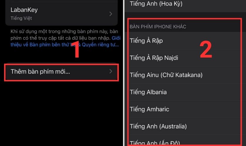 cài đặt bàn phím ngôn ngữ mới cho iphone