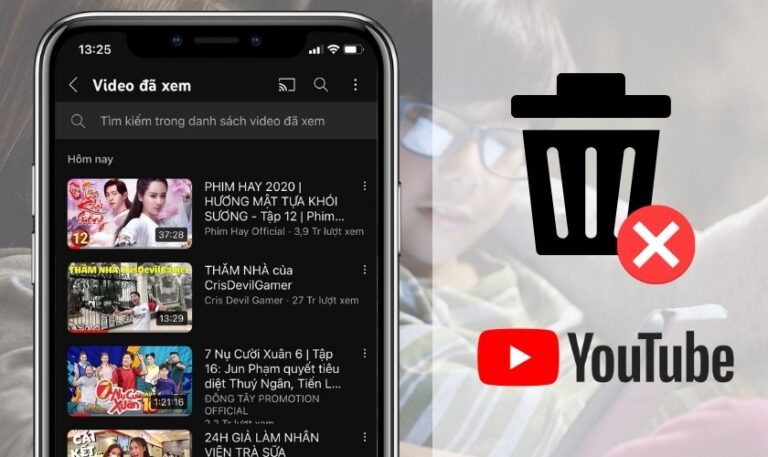 xóa lịch sử tìm kiếm youtube trên iphone