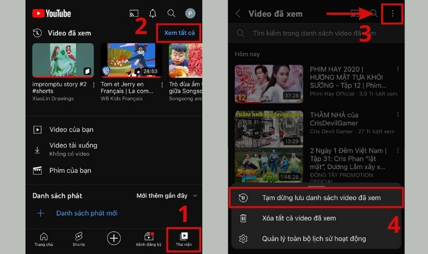 cách tắt lưu lịch sử trên youtube