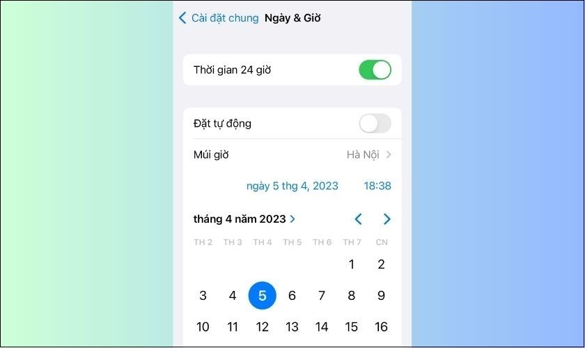 cách chỉnh giờ trên iphone ios 16 thủ công