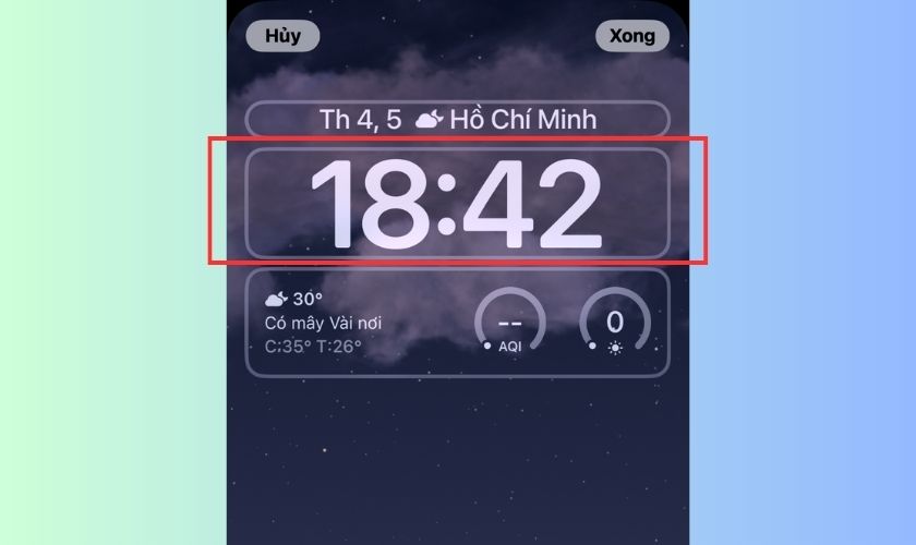 cách đổi màu ngày giờ trên màn hình khóa iphone