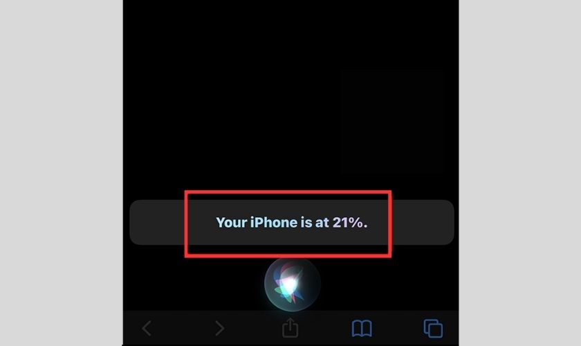 Hiển thị phần trăm pin iphone bằng cách sử dụng Siri