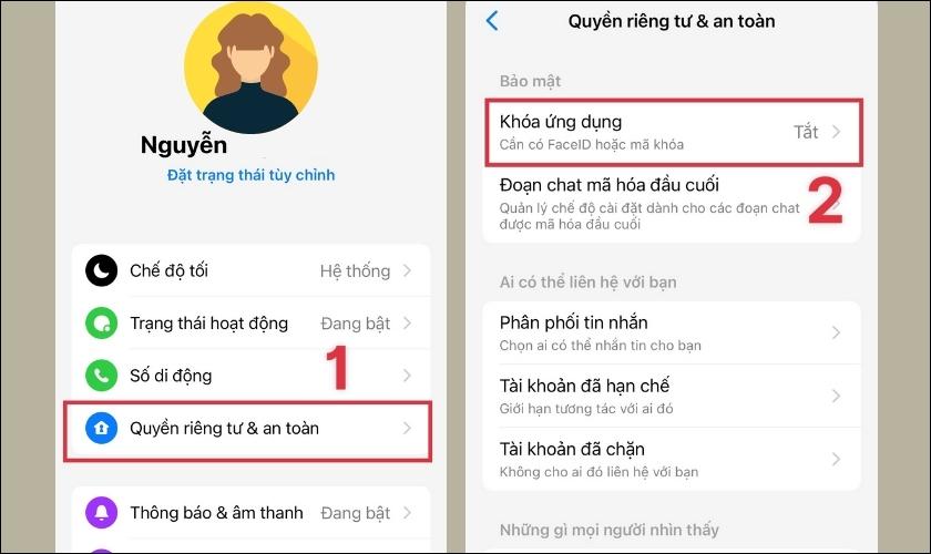 khóa messenger trên iphone 