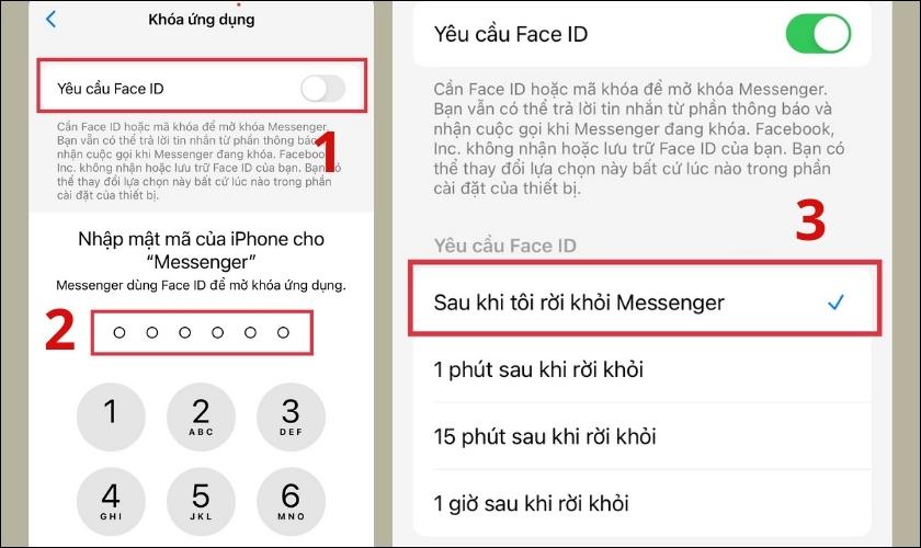 cài mật khẩu cho ứng dụng messenger