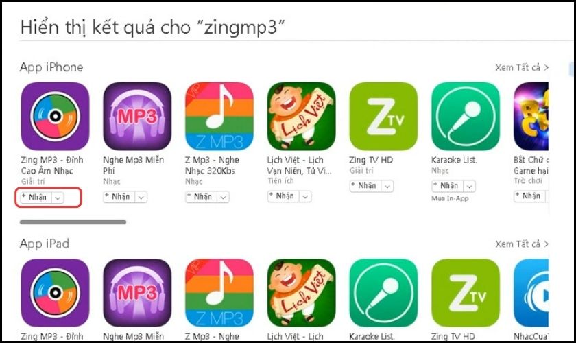 nhấn get để download ứng dụng