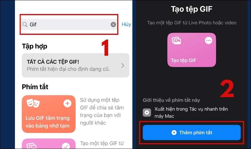 gõ tìm gif và thêm phím tắt