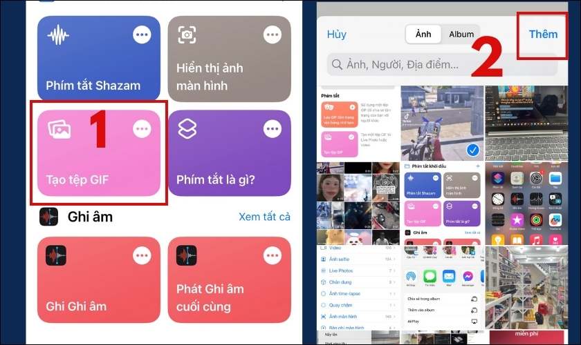 chọn đoạn video muốn tạo gif và nhấn thêm