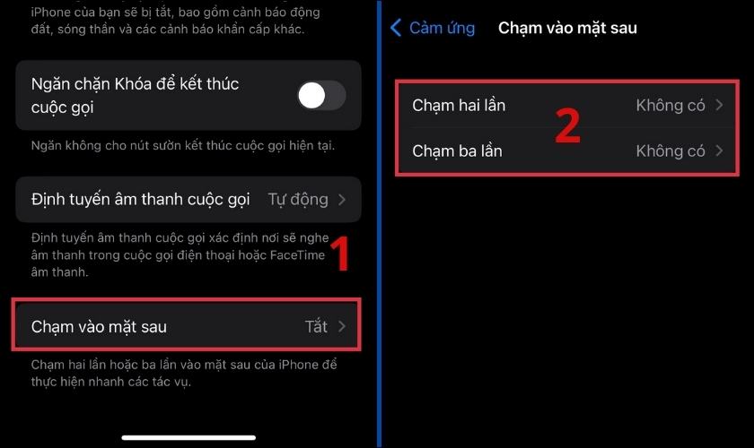 mở trung tâm điều khiển bằng cách chạm 2 lần