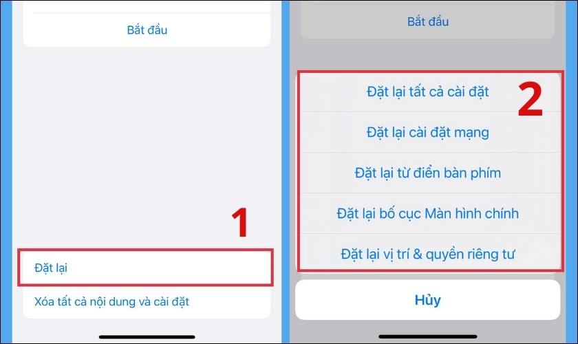 đặt lại các cài đặt của iphone 