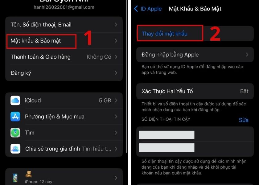 đổi password icloud