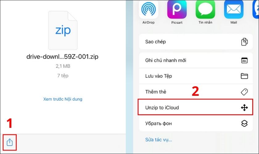 mở file rar trên iphone bằng phím tắt siri