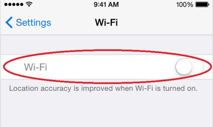 nút wifi không bật được trên iphone