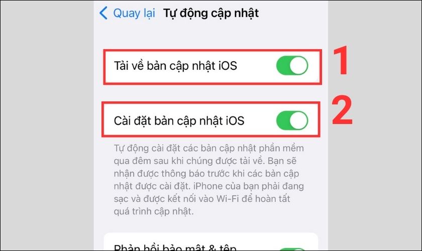 tự động cập nhật phần mềm trên iphone