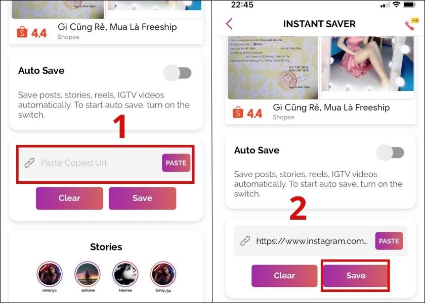 app insave download ảnh instagram chỉ bằng vài thao tác