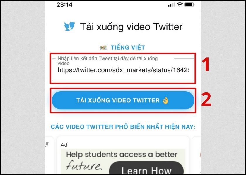 các bước download video twitter