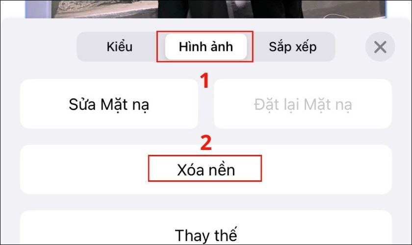 chọn mục xóa nền