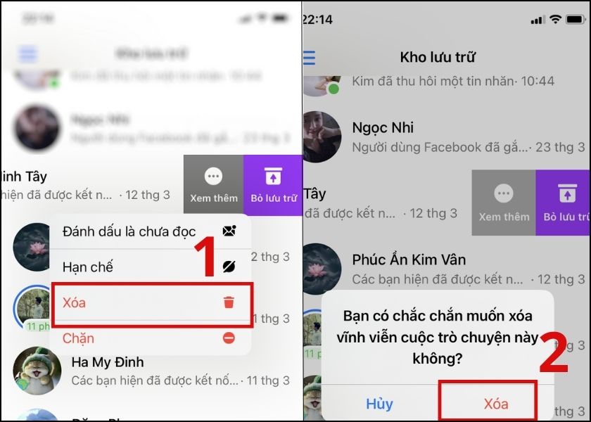 hướng dẫn delete cuộc trò chuyện trên ứng dụng chat facebook dễ dàng