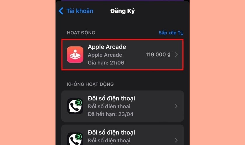 Hủy đăng ký gói Apple Arcade