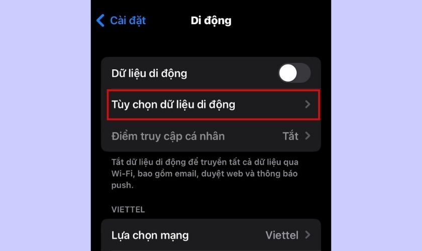 cách thao tác tắt chế độ dữ liệu thấp khi bật 4g trên iphone