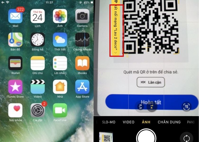 cách lấy mã qr wifi trên iphone đơn giản