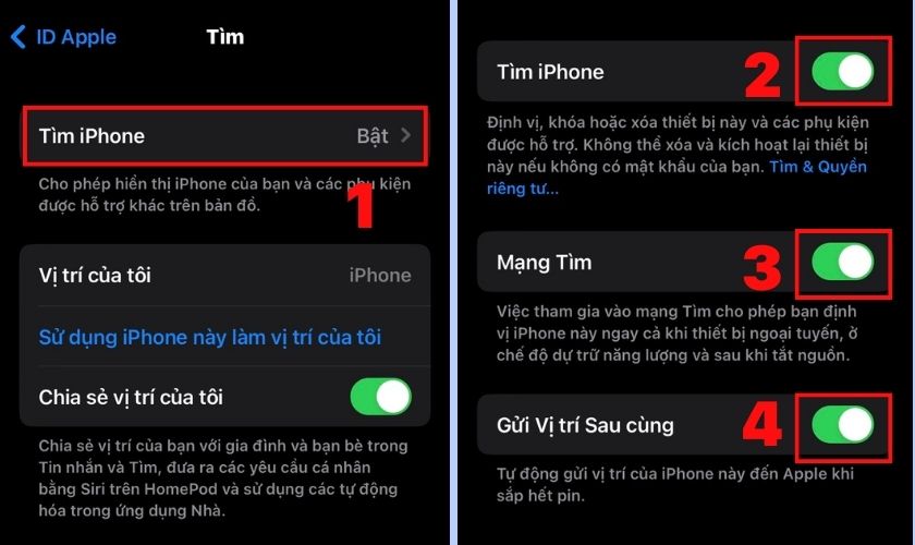 cách bật tính năng tìm trên iphone trước khi khoá icloud từ xa