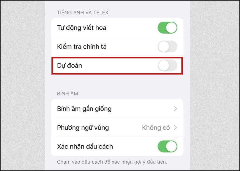 hướng dẫn tắt tính năng dự đoán trên iphone