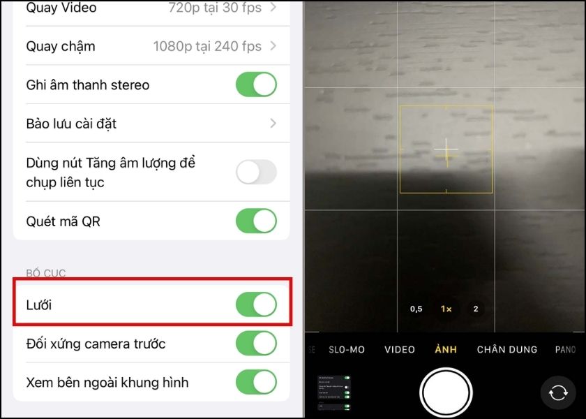 cách chỉnh mở lưới camera iphone chỉ với vài thao tác