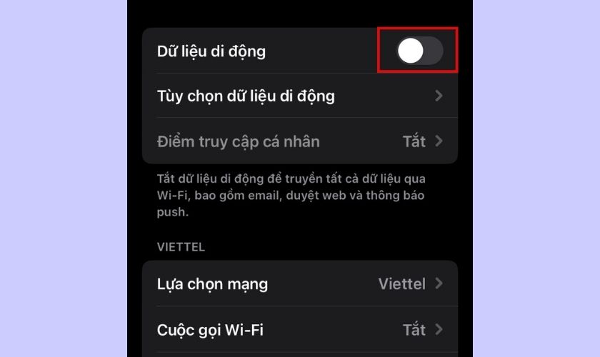 thực hiện cách tắt 4g trên iphone