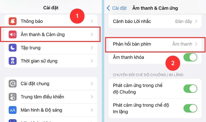 cách bật chế độ rung cho bàn phím trên iphone