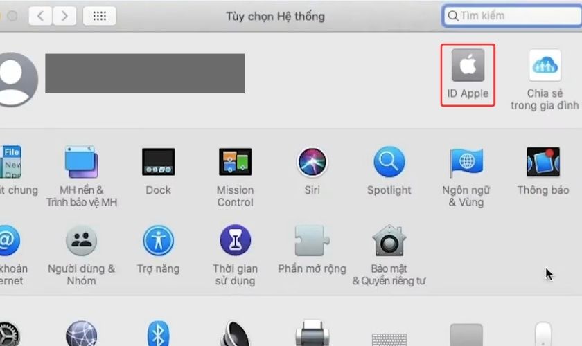 chọn vào id apple của bạn